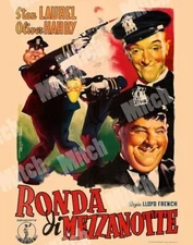LAUREL AND HARDY in MIDNIGHT PATROL 1950  11 X 14 ITALY POSTER LOBBY CARD