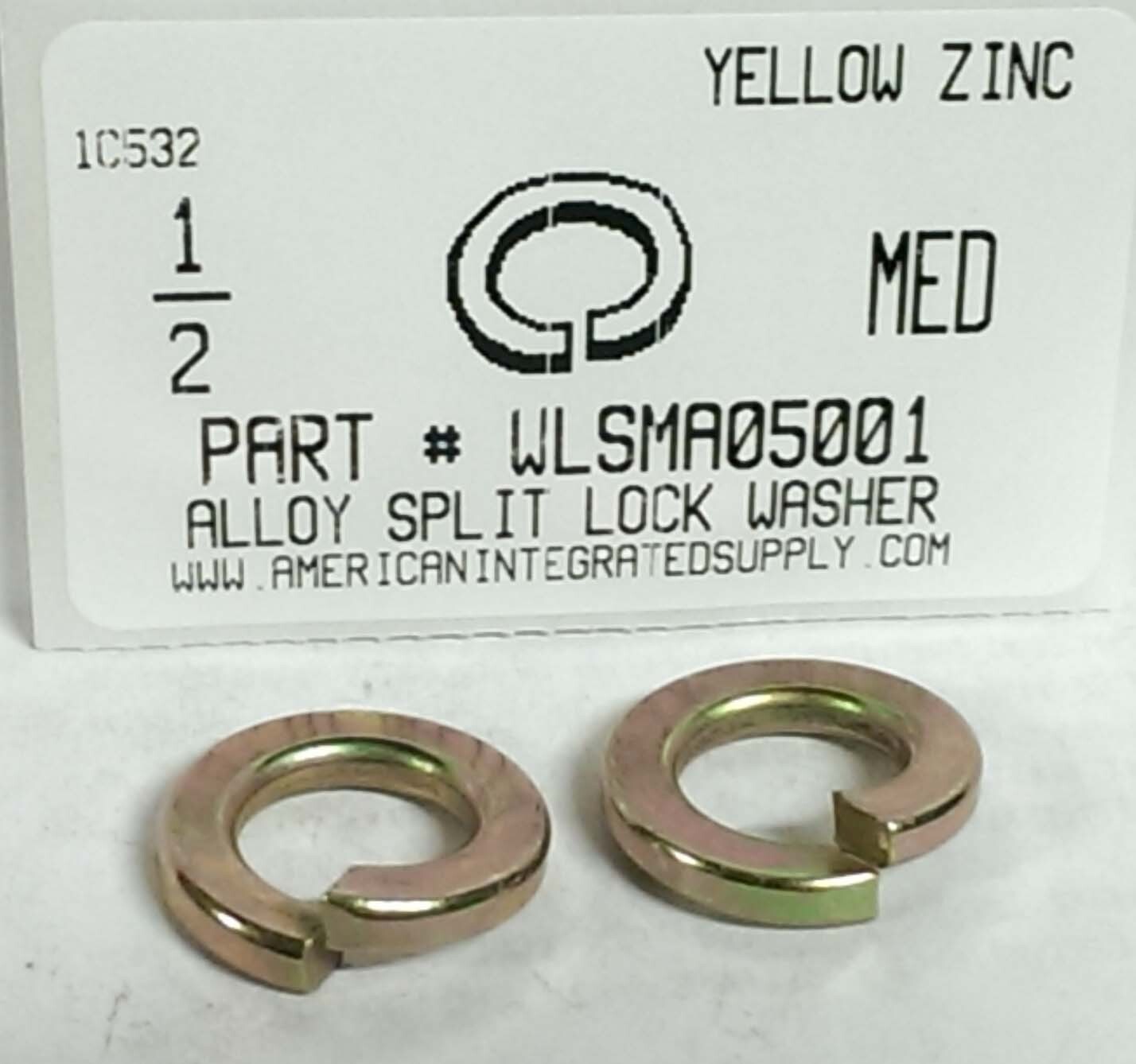 Yellow Lock Washers 1/2 SPLIT LOCK WASHERS THRU-HARDENED ALLOY STEEL YELLOW ZINC PLATED ...