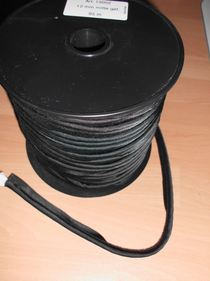 MARKENLOS (1,14 € / m) 5 m Kederband Nahtband ca : 10 mm Farbe: Schwarz ( NB 12