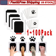 Baby Footprint Handprint Pet Paw Print Kit 4 Ink Pads 8 Imprint Cards Lot