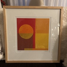 AMAINA Sunset Signed Lithograph Ikea 1999 Matted Vintage Framed Wall Art