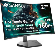 27" Curved 160Hz FHD Gaming Monitor, 1ms, FreeSync, HDR, VESA Support
