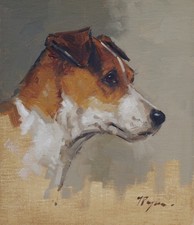 Original Kunst - Ölgemälde - Jack Russell Hund - Portrait des britischen Künstlers J Payne