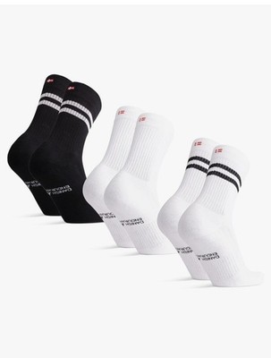 Danish Endurance Tennis Crew Socken Baumwolle gestreift Sport gepolstert 3er Pack 6-8