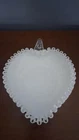 Vintage Fenton Silver Crest Milk Glass Heart Shaped Ruffled Edge Dish