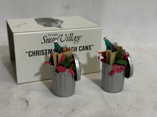 DEPARTMENT 56 The Original Snow Village CHRISTMAS TRASH CANS Set Of 2 #5209-4