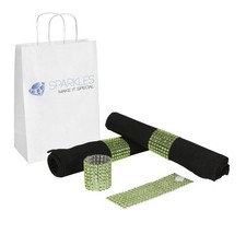 100 Apple Green Rhinestone Napkin Rings - 8 Row Reusable Fasteners