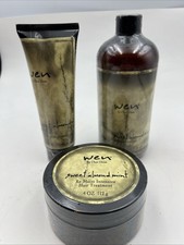 Wen Chaz Dean Sweet Almond Mint Lot Of 3 Cleansing Cond Styling Cream,Hair Treat