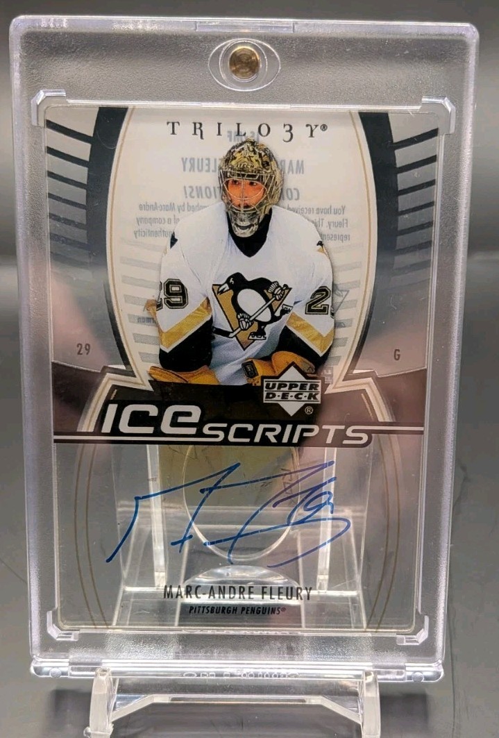 2006 UPPER DECK TRILOGY #IS-MF MARC-ANDRE FLEURY ICE SCRIPTS AUTO