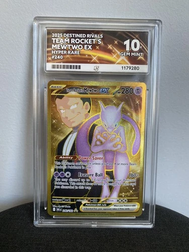Team Rocket's Mewtwo EX 240/182 Hyper Rare Destined Rivals ACE 10 Perfect Grades