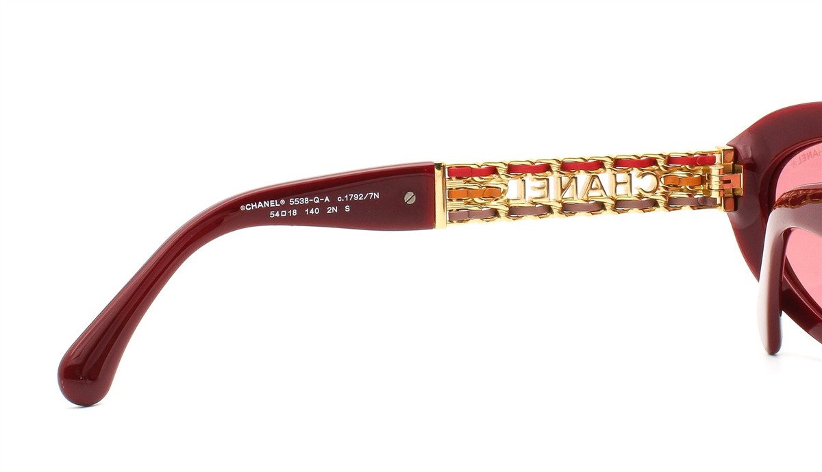 Chanel Sunglasses ch5538QA 1792/7N Dark Red Gold Metal CC Logo