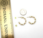 14K Yellow Gold Pearl And Gold Ball Hoop Earrings [E363] — photo 5