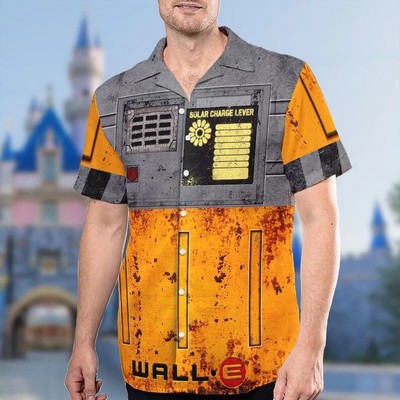 Disney Wall-E Cosplay Costume Robot Love Solor Charge Level Aloha Hawaiian Shirt