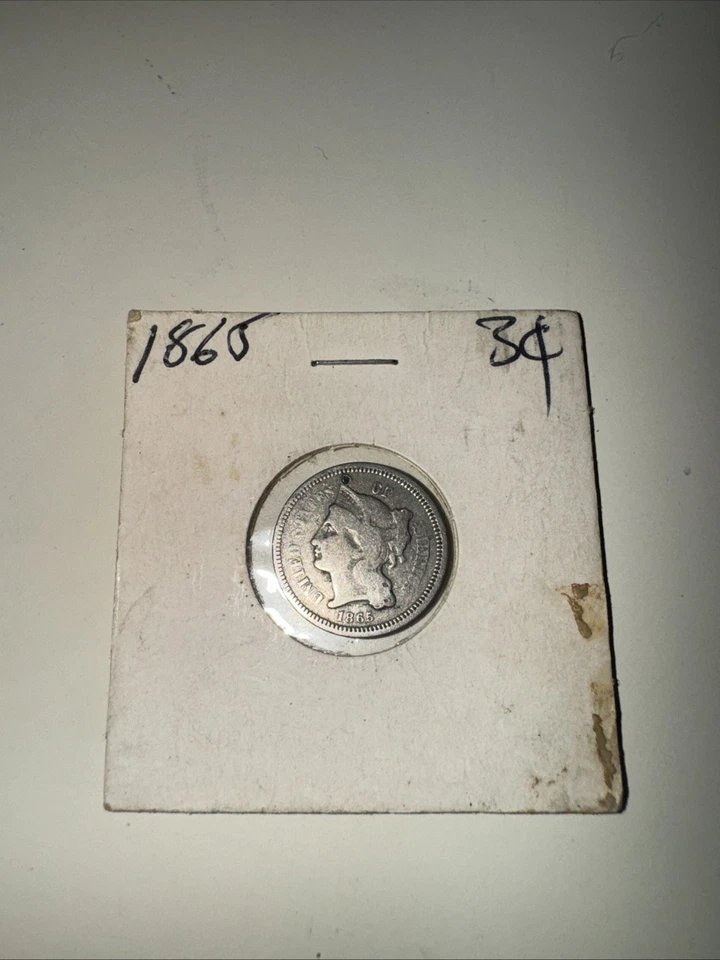 1865 Three Cent Nickel Coin, United States, 3CN, Mint Mark Error - Image 4 of 4