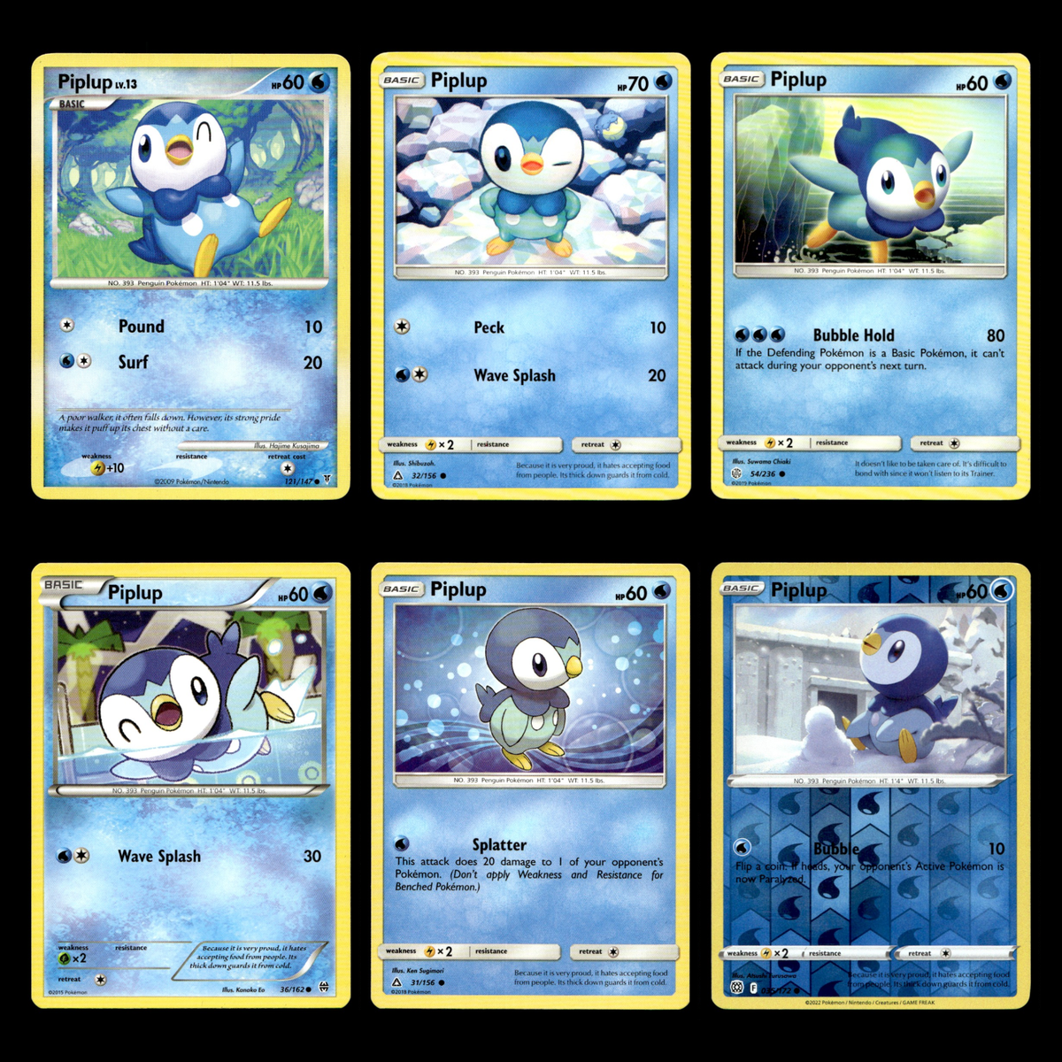 Piplup Lot 6x 121 Platinum Supreme Victors Pokemon Cards