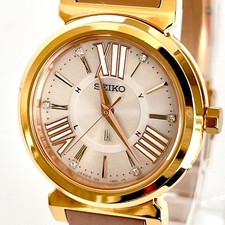 Seiko LUKIA Dress Watch Solar Radio Wave Ladies Wrist 16cm Gold Tone