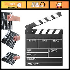 Hollywood Style Movie Clapboard - Wooden Film Slate Board with Erasable Pen, 12"