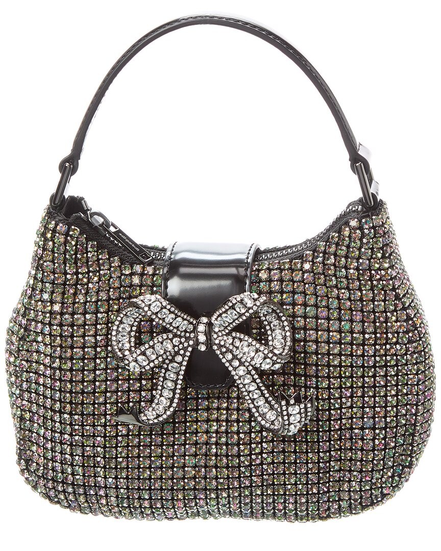 Автопортрет Со стразами кольчужная кожаная сумка в форме полумесяца женская черная 76790₽