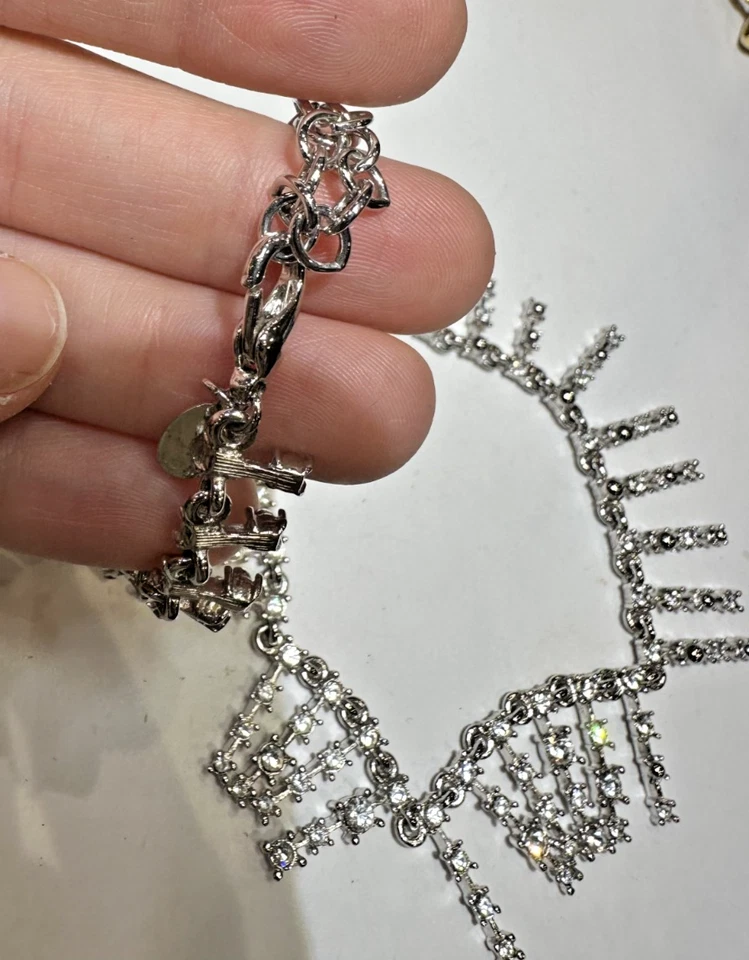 Collana Choker In Cristallo Lucido Argento Di Joan Rivers 17,5" - Immagine 4 di 4