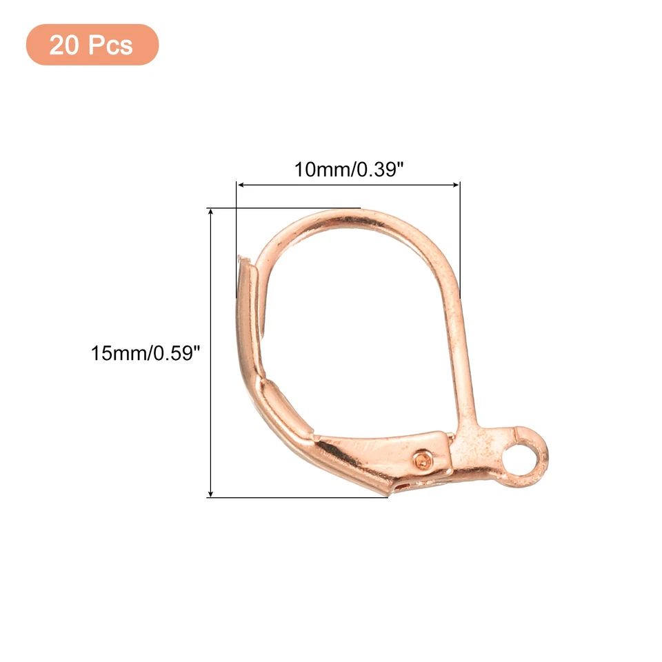 20Pcs рычаг назад серьги крючки французский уха провода серьги крюк, розовое золото - Изображение 2 из 4