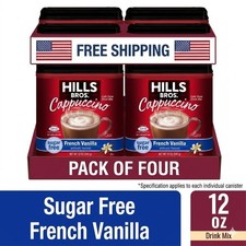 Hills Bros French Vanilla Cappuccino Instant Coffee Mix,16 Ounce Canister 4 Pack