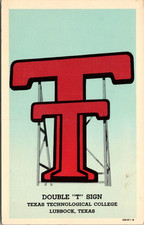 Lubbock Texas Technological College Double "T" Sign Postcard Lubbock Texas Technological College Double "T" Sign Postcard