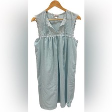 Vintage Barbizon Blue Lace Trim Nightgown Chemise Sleeveless Empire Waist M