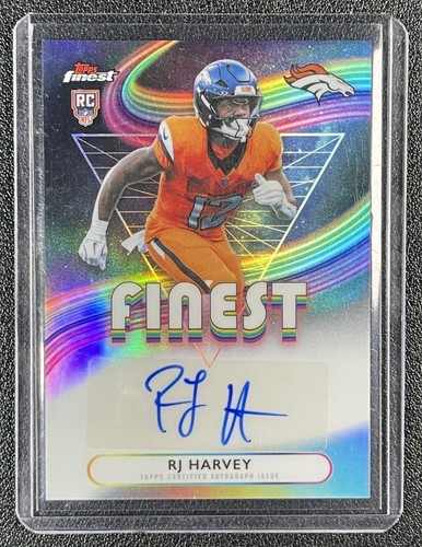 RJ HARVEY 2025 TOPPS FINEST #RFA-RJH ROOKIE REFRACTOR AUTO RC BRONCOS