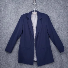 Motto Blazer Womens M Medium Blue Open Front Long Sleeve Stretch Lined Jacket