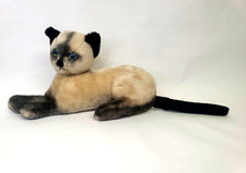 Vintage 1973 Dakin Siamese Cat 14  Plush Lying Blue Eyes Whiskers Intact