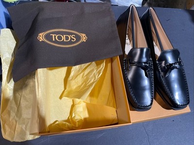 Tod s Quinn T /Vela Black Leather Women Shoes Size 8