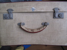 Vintage square Revelation Hat Box canvas suitcase antique luggage prop