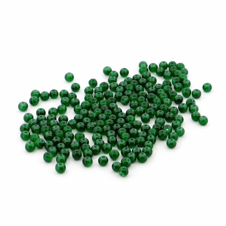 Glasperlen 4,5mm Waldgrün Rund Glänzend Schmuckperlen Basteln DIY 200 Stk 1,1mm - Bild 1 von 2