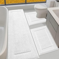 Bathroom Rugs Set Off White 3 Pieces, Ultra Soft Thick Plush Fluffy Microfibe...