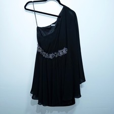 Eliza J Black One Shoulder Cocktail Mini Dress Size 6