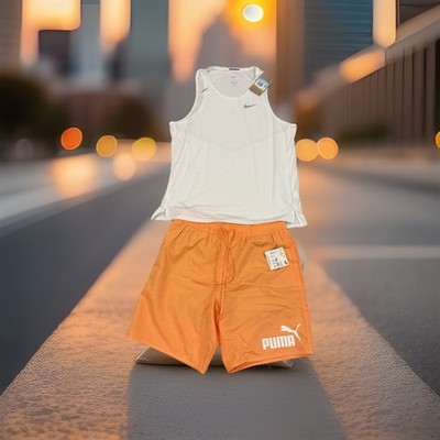Nike Swim Dri Fit Sleeveless Tank Top Mens M UPF 40 & Puma Mens Woven Shorts NWT