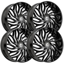 Set Of 4 Azara Aza-537 24x9 5x1155x120 15mm Gloss Black Wheels Rims 24 Inch