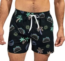 CHUBBIES BLACK THE TACO TO THE PALMS 5.5" BOXER BRIEF LINED SHORTS SWIM TRUNKS M