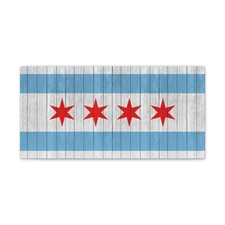 Chicago Flag On Wood Texture Canvas Wall Art for Home Decor Ready-to-Hang