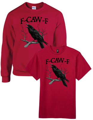 Lustiges bedrucktes T-Shirt Pullover F-CAW-F tiefrot S-3XL Krähe Rabe  Spaß Geschenk UK