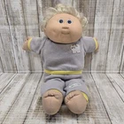 Cabbage Patch Kid Doll Blue Eye Blonde Hair Gray Outfit Kitten Red Signature 86'
