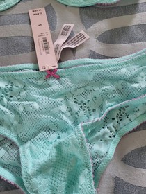 NEW Victoria's Secret Tease Lace Demi Bra 36B and Cheeky Panty Size Small Set