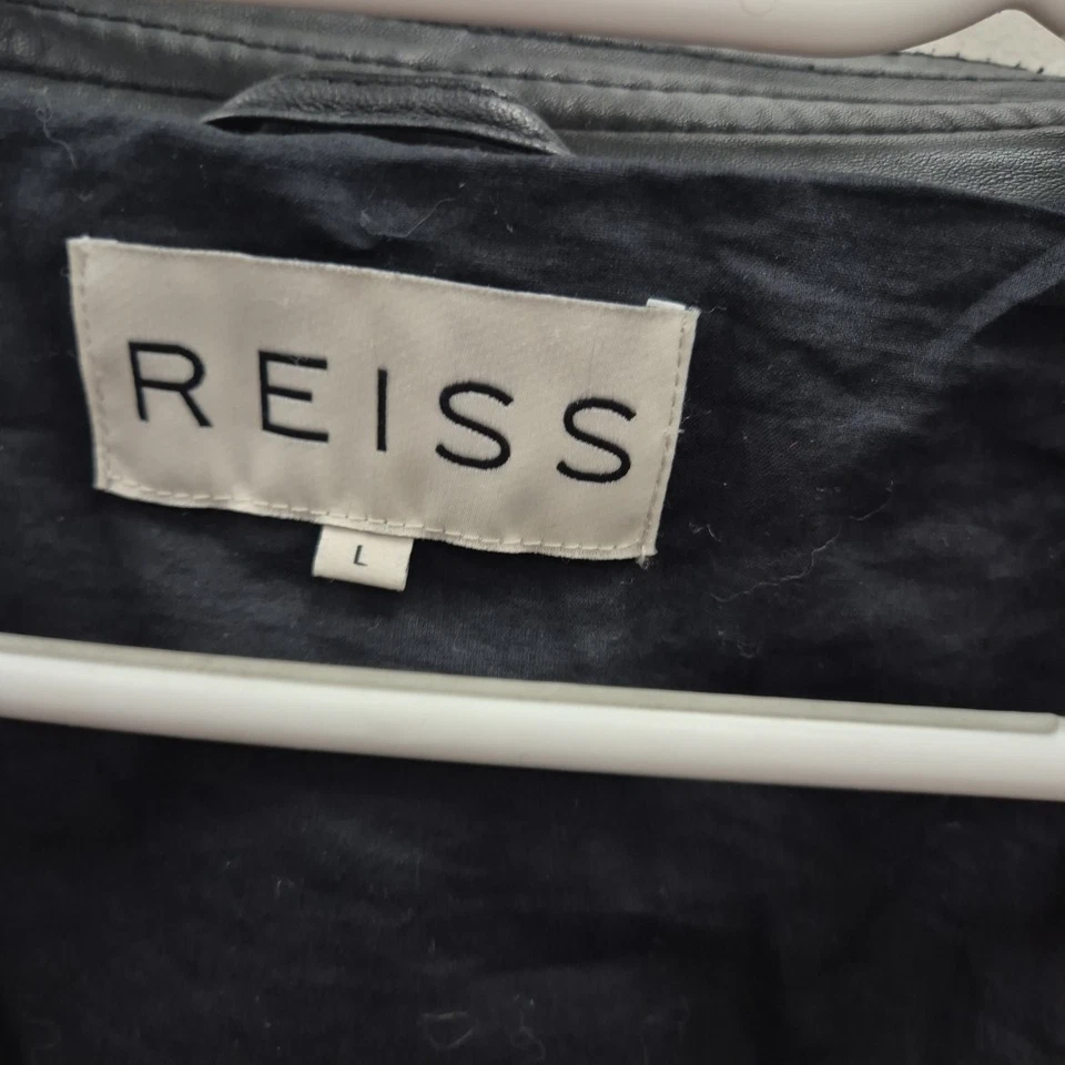 Reiss Defender Black Soft Leather Lightweight Punk Biker Racer Jacket Size Large - Image 4 of 4
