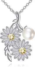 Blooming Daisy Flower Necklace 925 Sterling Silver Pendant Jewelry Gifts Women