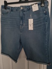 Brand New With Tags, Womens M&S  Denim  Stretch, Long Length Shorts.