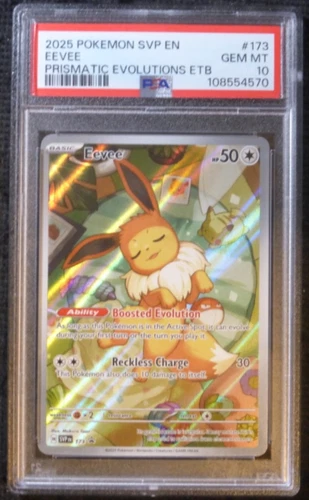 2025 POKEMON PRISMATIC EVOLUTIONS ELITE TRAINER EEVEE 173 BLK STAR PROMO PSA 10