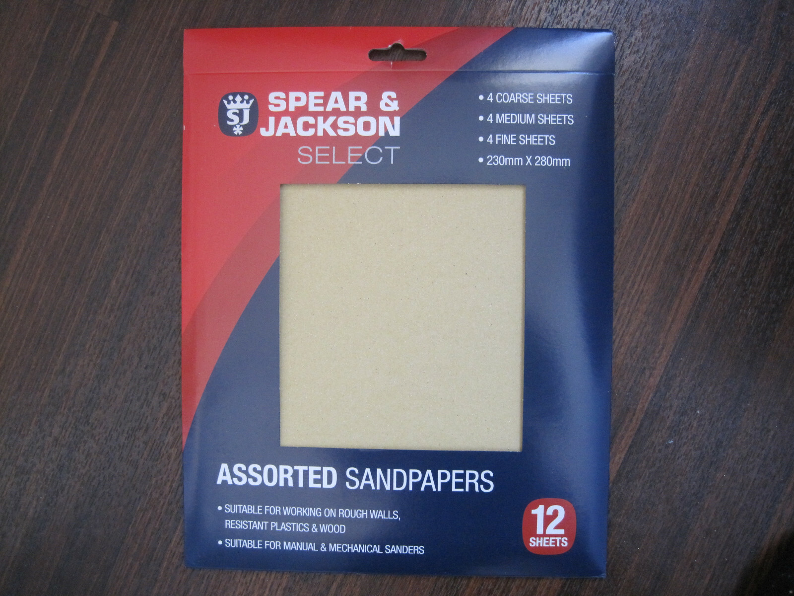 SPEAR & JACKSON GLASSPAPER Sandpaper 12 Sheets pack FINE MEDIUM COARSE Sanding