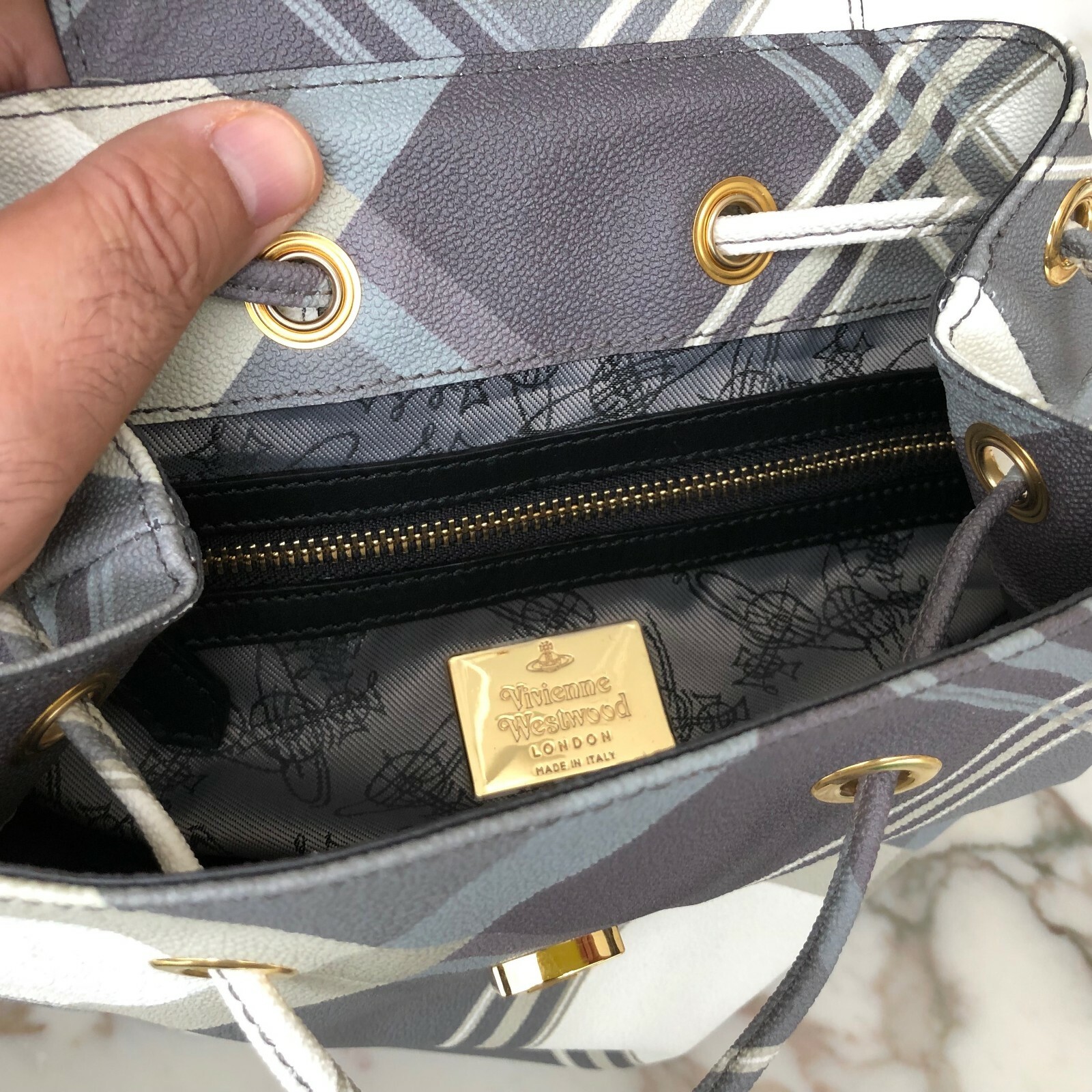 VIVIENNE WESTWOOD Derby tartan backpack  in gray image 10