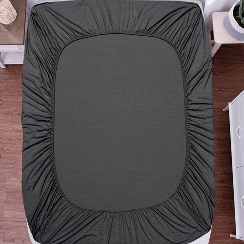 Cotton Jersey Knit Fabric 4 Piece Stretchy Bed Sheet Set Twin XL/Queen/King Size - Picture 35 of 114