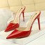 thumbnail 11 - Ladies Perspex Strap Mules Women Pointed Toe High Heels Stilettos Slip On Shoes